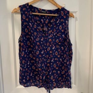 Sleeveless lightweight Paisley navy shirt